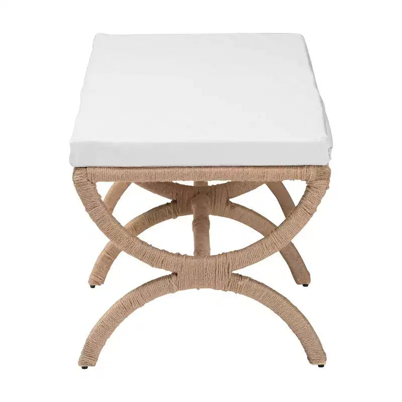 Banc d'appoint en jonc de mer naturel Maliyah bali & pari, marron naturel
