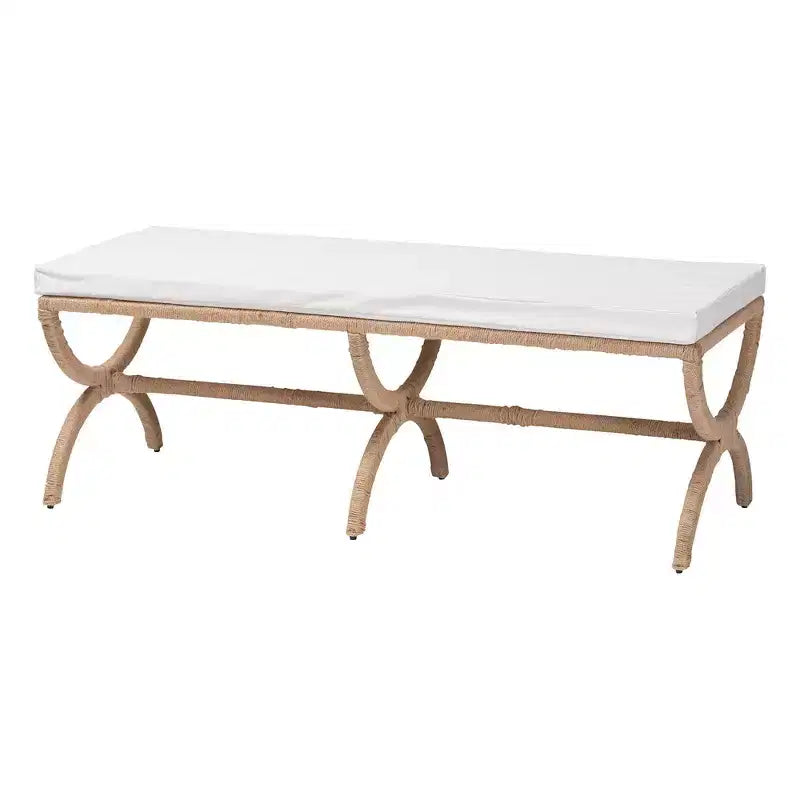 Banc d'appoint en jonc de mer naturel Maliyah bali & pari, marron naturel