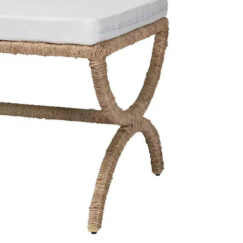 Banc d'appoint en jonc de mer naturel Maliyah bali & pari, marron naturel