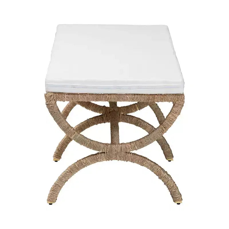 Banc d'appoint en jonc de mer naturel Maliyah bali & pari, marron naturel