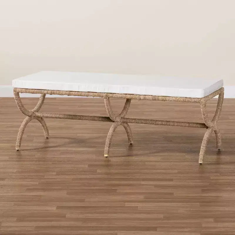 Banc d'appoint en jonc de mer naturel Maliyah bali & pari, marron naturel