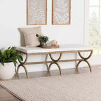Banc d'appoint en jonc de mer naturel Maliyah bali & pari, marron naturel
