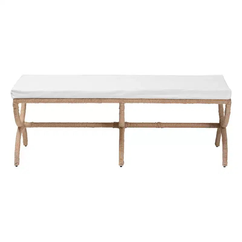 Banc d'appoint en jonc de mer naturel Maliyah bali & pari, marron naturel
