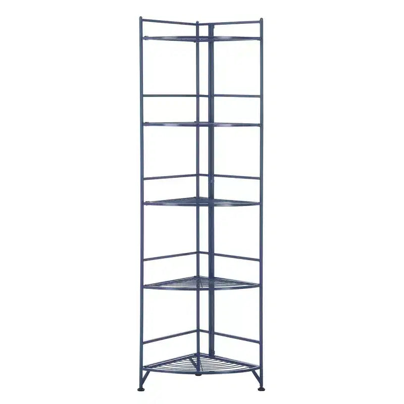Breighton Home 57.5" Flexi Space 5 Tier Folding Metal Corner Shelf Cobalt Blue