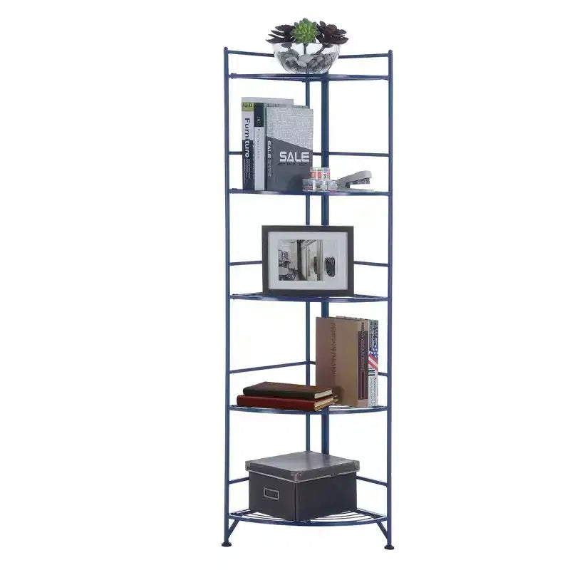 Breighton Home Étagère d'angle pliante en métal à 5 niveaux Flexi Space 57,5 po bleu cobalt