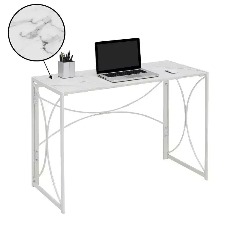 Bureau pliable Breighton Home Nova en faux marbre blanc/blanc