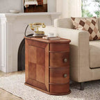 LITTLE TREE Table d'appoint étroite à 2 tiroirs en bois massif Noyer