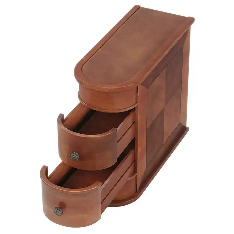 LITTLE TREE Table d'appoint étroite à 2 tiroirs en bois massif Noyer