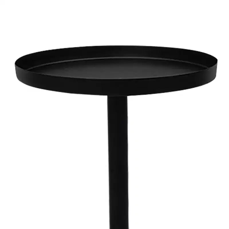 Table d'appoint Urban Port 22" avec base pilier élégante vintage, plateau rond et finition noir mat
