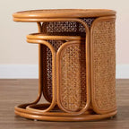 bali & pari Lot de 2 tables d'appoint gigognes en rotin Eldon Miel clair