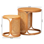 bali & pari Lot de 2 tables d'appoint gigognes en rotin Eldon Miel clair