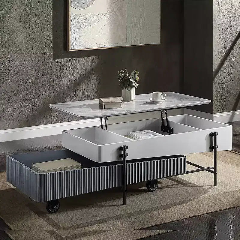 Table basse Acme Furniture Wilkins fini blanc/gris