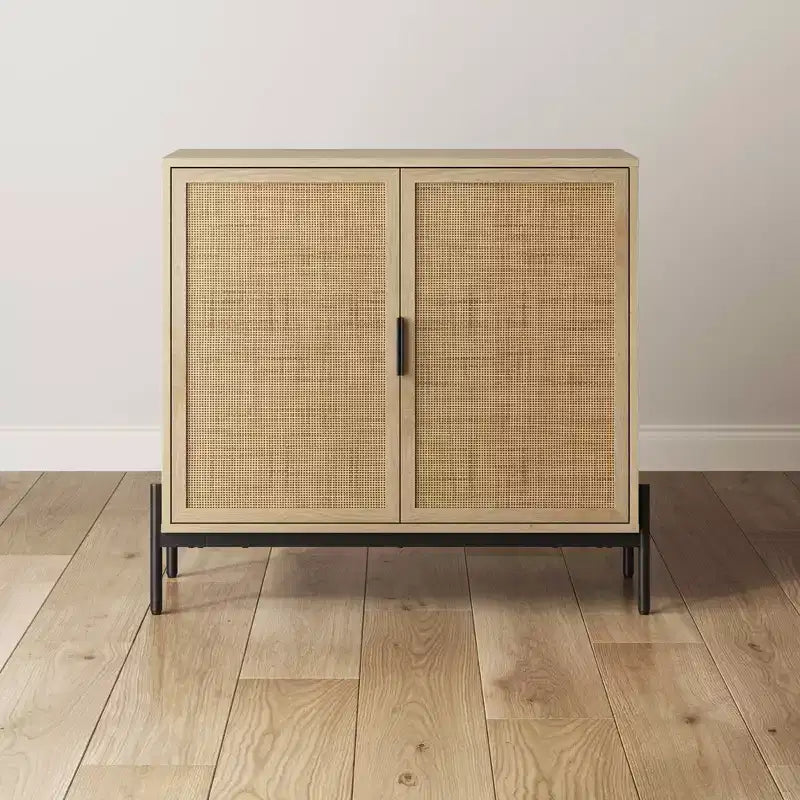 Nathan James Andrew Armoire de rangement en rotin Chêne clair