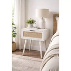 Table d'appoint Boraam Cambria Blanchi/Rotin naturel