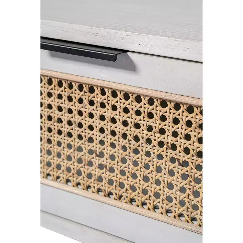 Table d'appoint Boraam Cambria Blanchi/Rotin naturel