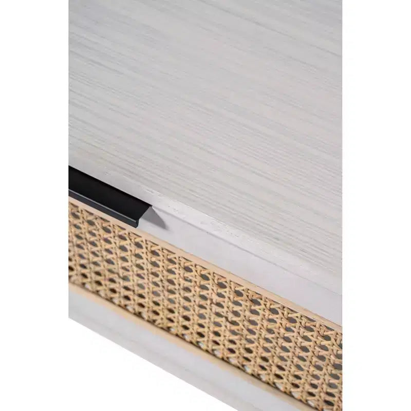 Table d'appoint Boraam Cambria Blanchi/Rotin naturel
