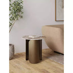 Table d'appoint Manhattan Comfort Monica avec plateau en pierre frittée doré