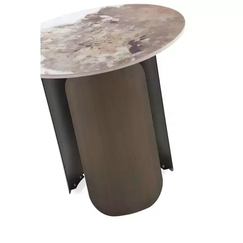 Table d'appoint Manhattan Comfort Monica avec plateau en pierre frittée doré