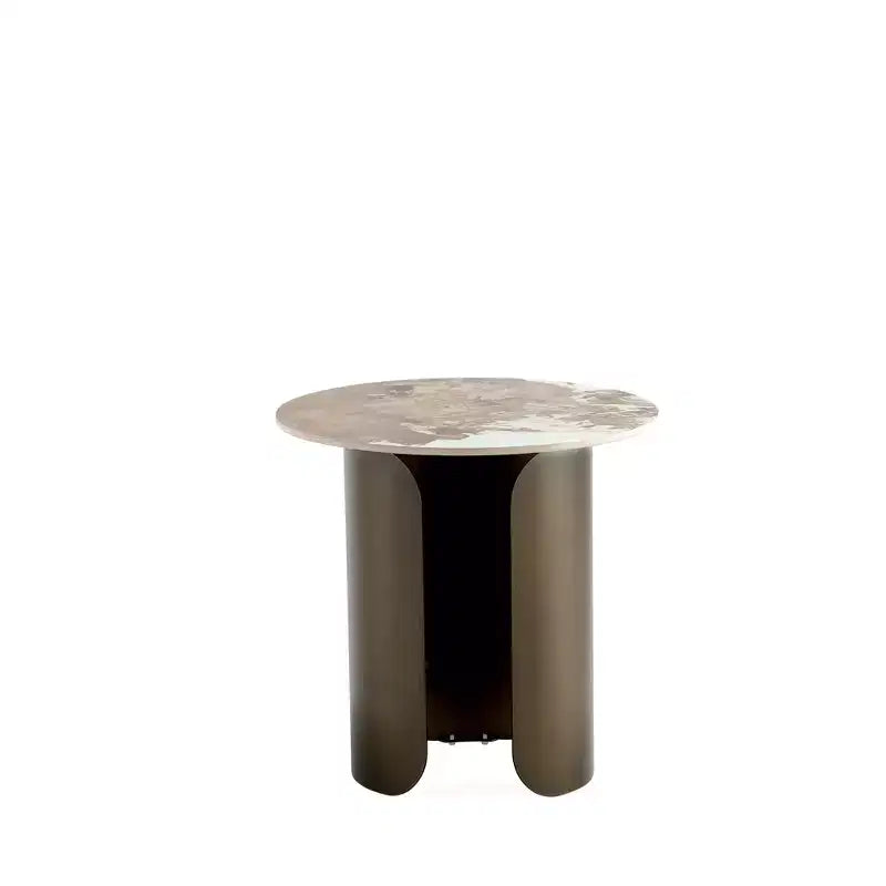 Table d'appoint Manhattan Comfort Monica avec plateau en pierre frittée doré