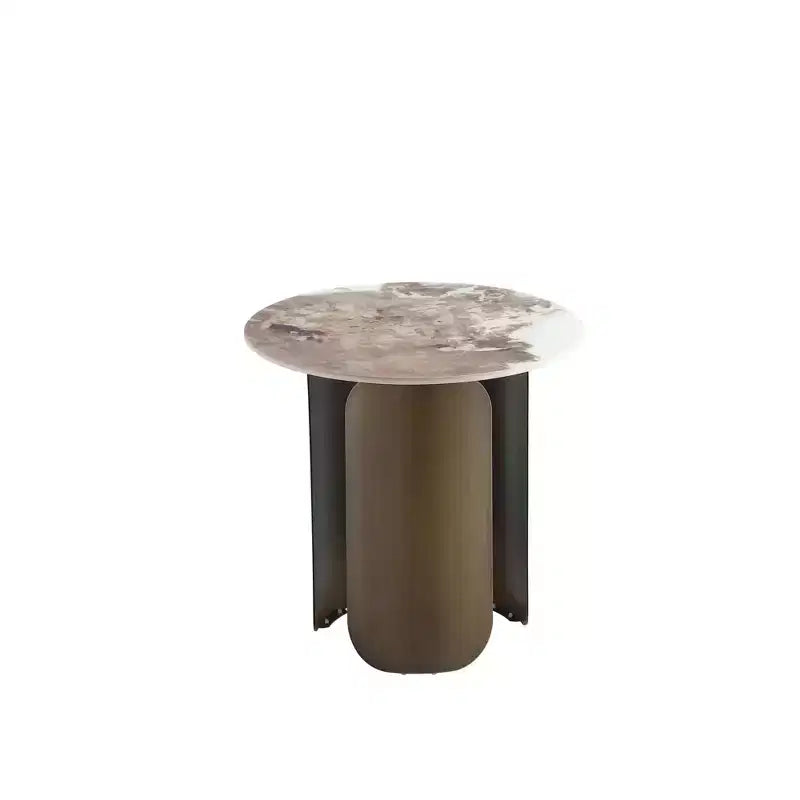 Table d'appoint Manhattan Comfort Monica avec plateau en pierre frittée doré