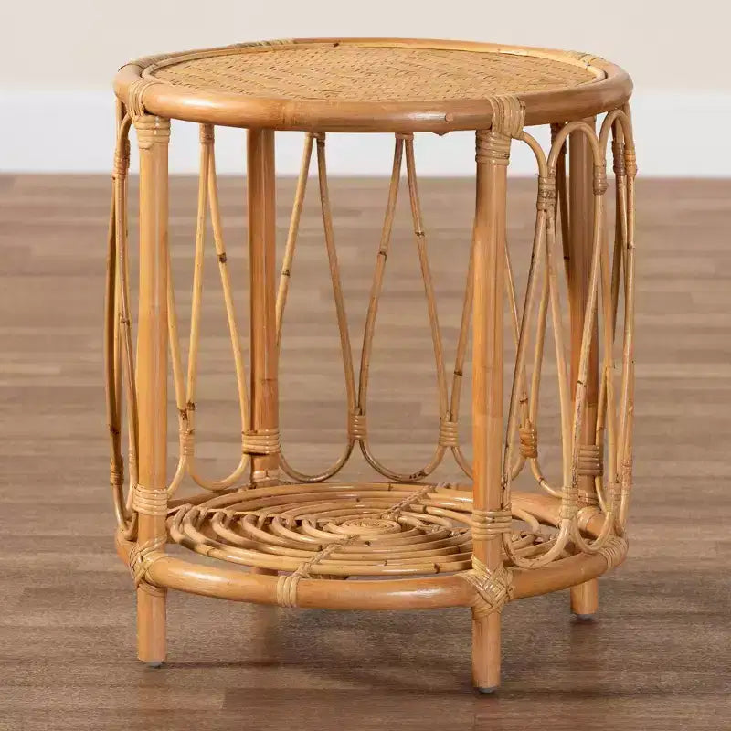 Table d'appoint en rotin Berilo miel clair bali & pari