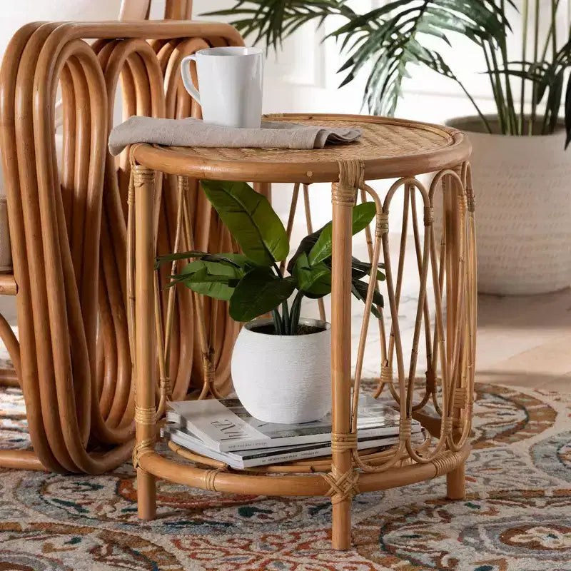 Table d'appoint en rotin Berilo miel clair bali & pari