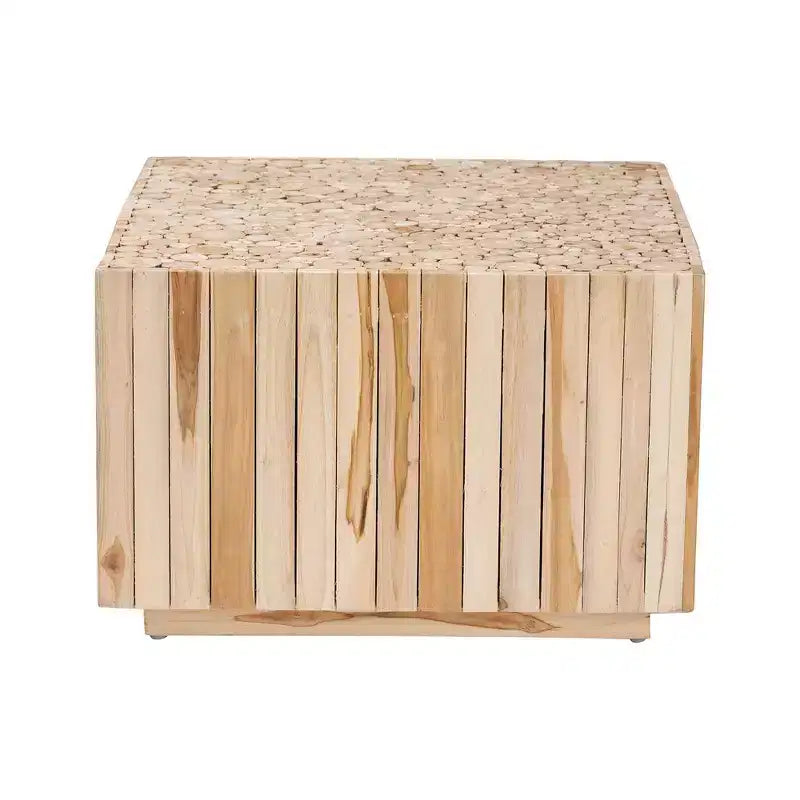 bali & pari Augusta Teak Wood Coffee Table with Unique Repurposed Wood Logs Natural