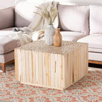 Table basse en bois de teck Augusta bali & pari avec billes de bois recyclées uniques Naturel