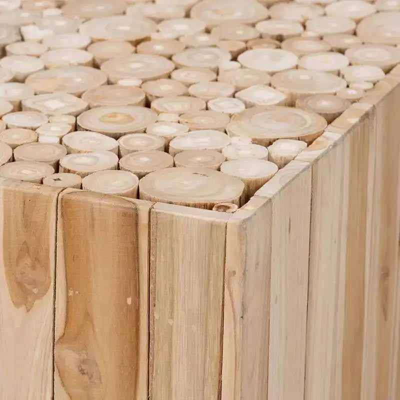 Table basse en bois de teck Augusta bali & pari avec billes de bois recyclées uniques Naturel