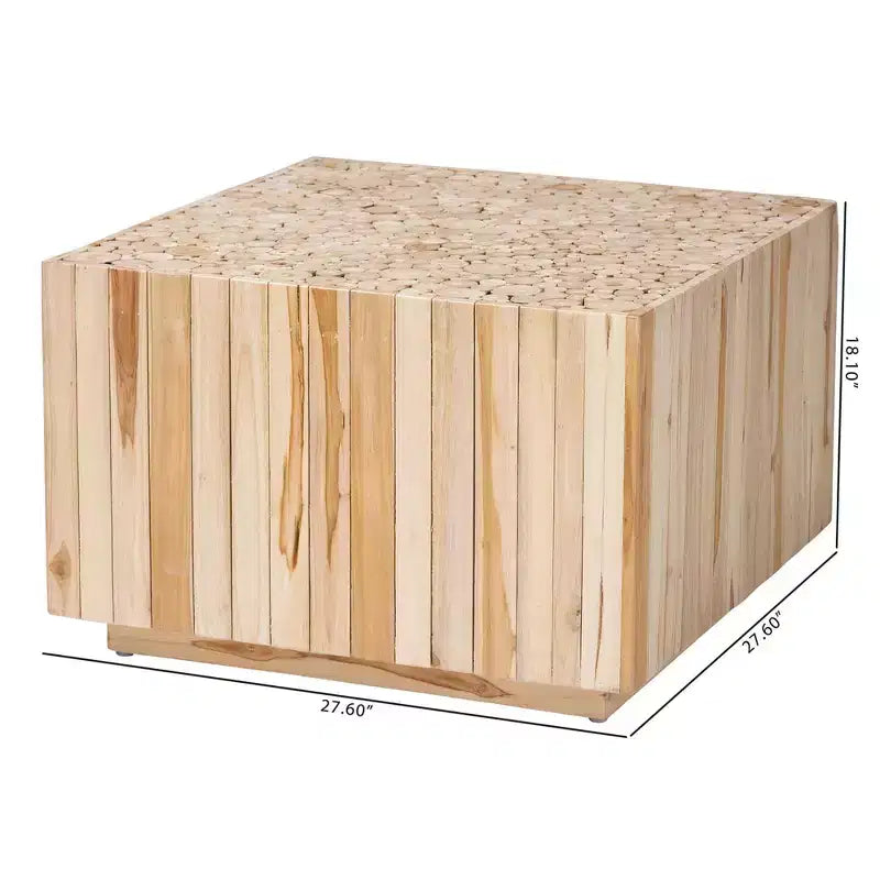 Table basse en bois de teck Augusta bali & pari avec billes de bois recyclées uniques Naturel