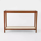 Console en lin naturel avec étagère marron acajou - Threshold™ conçue avec Studio McGee