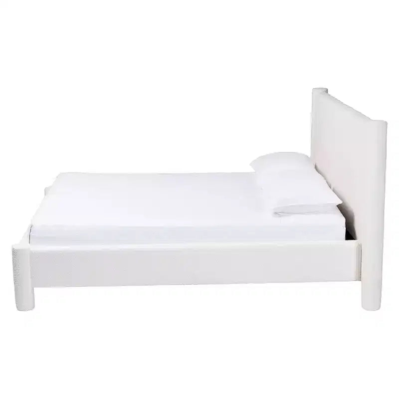 Baxton Studio King Size Laria Teddy Bear Fabric Platform Bed White