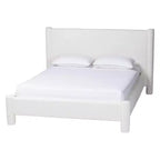 Lit plateforme King Size Baxton Studio Laria en tissu peluche blanc