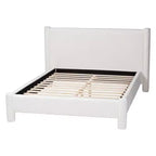 Lit plateforme King Size Baxton Studio Laria en tissu peluche blanc