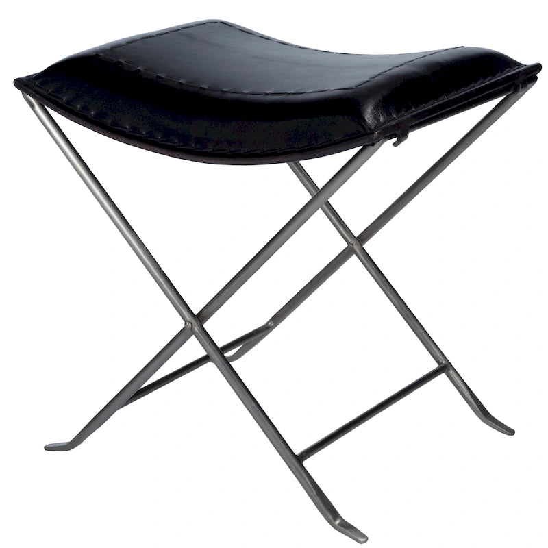 Tabouret de coiffeuse en fer et cuir faits à la main, style ferme, 4 couleurs, 49,5 cm L