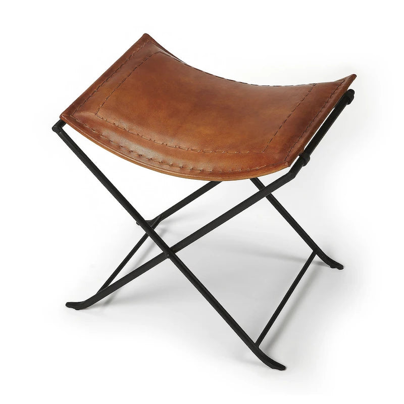 Tabouret de coiffeuse en fer et cuir faits à la main, style ferme, 4 couleurs, 49,5 cm L