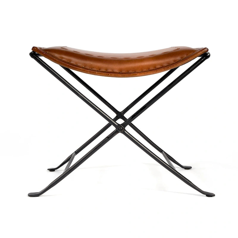 Tabouret de coiffeuse en fer et cuir faits à la main, style ferme, 4 couleurs, 49,5 cm L