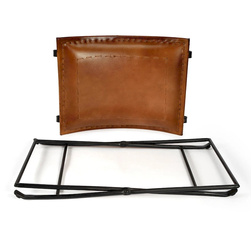 Tabouret de coiffeuse en fer et cuir faits à la main, style ferme, 4 couleurs, 49,5 cm L