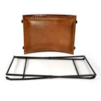 Tabouret de coiffeuse en fer et cuir faits à la main, style ferme, 4 couleurs, 49,5 cm L