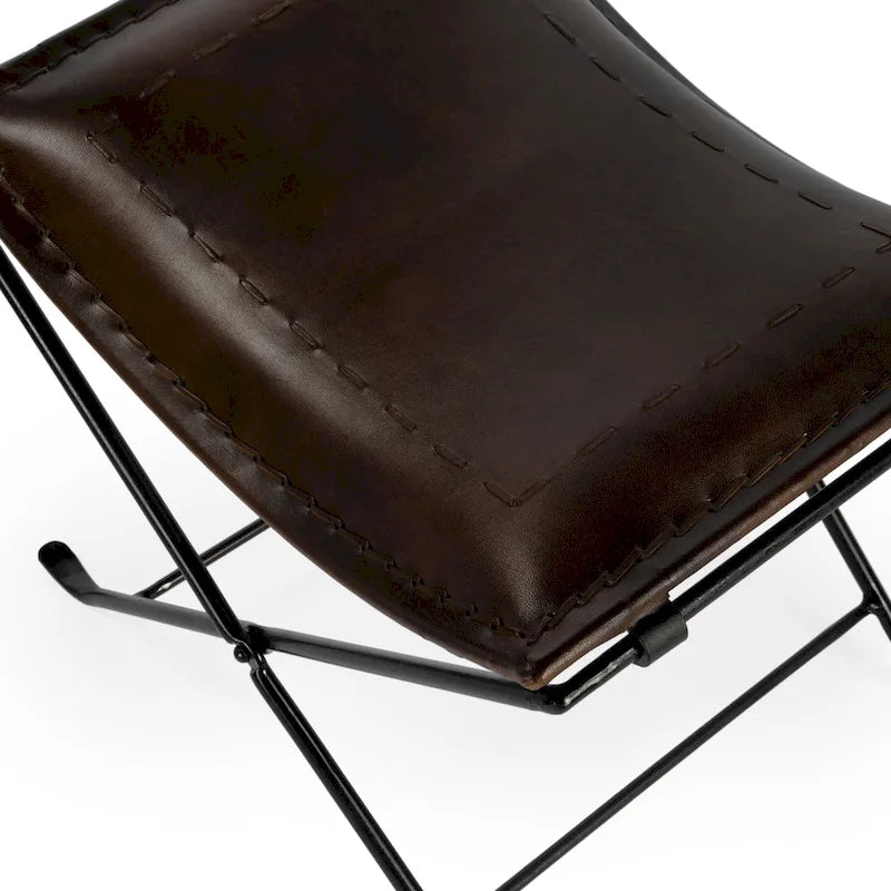 Tabouret de coiffeuse en fer et cuir faits à la main, style ferme, 4 couleurs, 49,5 cm L