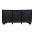 Flash Furniture Wells Modern Kitchen and Dining Room Buffet Sideboard Storage Cabinet, Engineered Wood with 3 Tempered Glass Doors and 3 Drawers