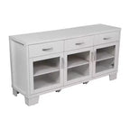 Flash Furniture Wells Modern Kitchen and Dining Room Buffet Sideboard Storage Cabinet, Engineered Wood with 3 Tempered Glass Doors and 3 Drawers