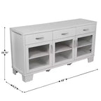 Flash Furniture Wells Modern Kitchen and Dining Room Buffet Sideboard Storage Cabinet, Engineered Wood with 3 Tempered Glass Doors and 3 Drawers