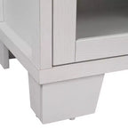 Flash Furniture Wells Modern Kitchen and Dining Room Buffet Sideboard Storage Cabinet, Engineered Wood with 3 Tempered Glass Doors and 3 Drawers