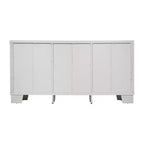 Flash Furniture Wells Modern Kitchen and Dining Room Buffet Sideboard Storage Cabinet, Engineered Wood with 3 Tempered Glass Doors and 3 Drawers