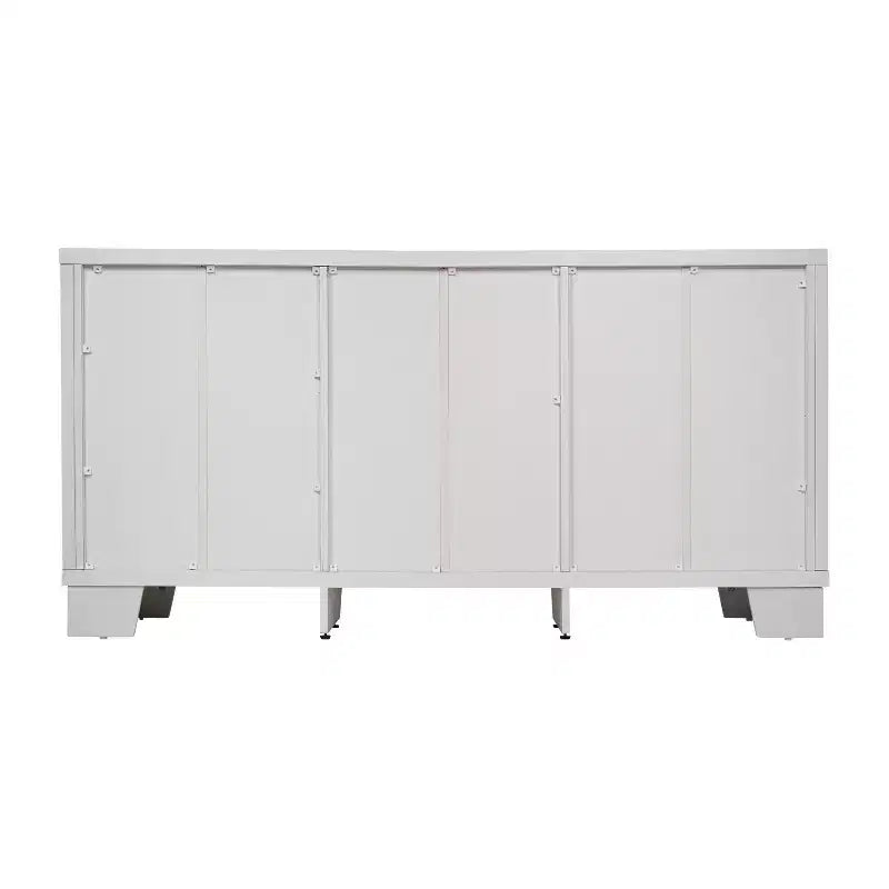 Flash Furniture Wells Modern Kitchen and Dining Room Buffet Sideboard Storage Cabinet, Engineered Wood with 3 Tempered Glass Doors and 3 Drawers