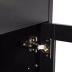 Flash Furniture Wells Modern Kitchen and Dining Room Buffet Sideboard Storage Cabinet, Engineered Wood with 3 Tempered Glass Doors and 3 Drawers