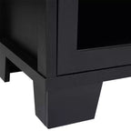 Flash Furniture Wells Modern Kitchen and Dining Room Buffet Sideboard Storage Cabinet, Engineered Wood with 3 Tempered Glass Doors and 3 Drawers