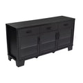 Flash Furniture Wells Modern Kitchen and Dining Room Buffet Sideboard Storage Cabinet, Engineered Wood with 3 Tempered Glass Doors and 3 Drawers