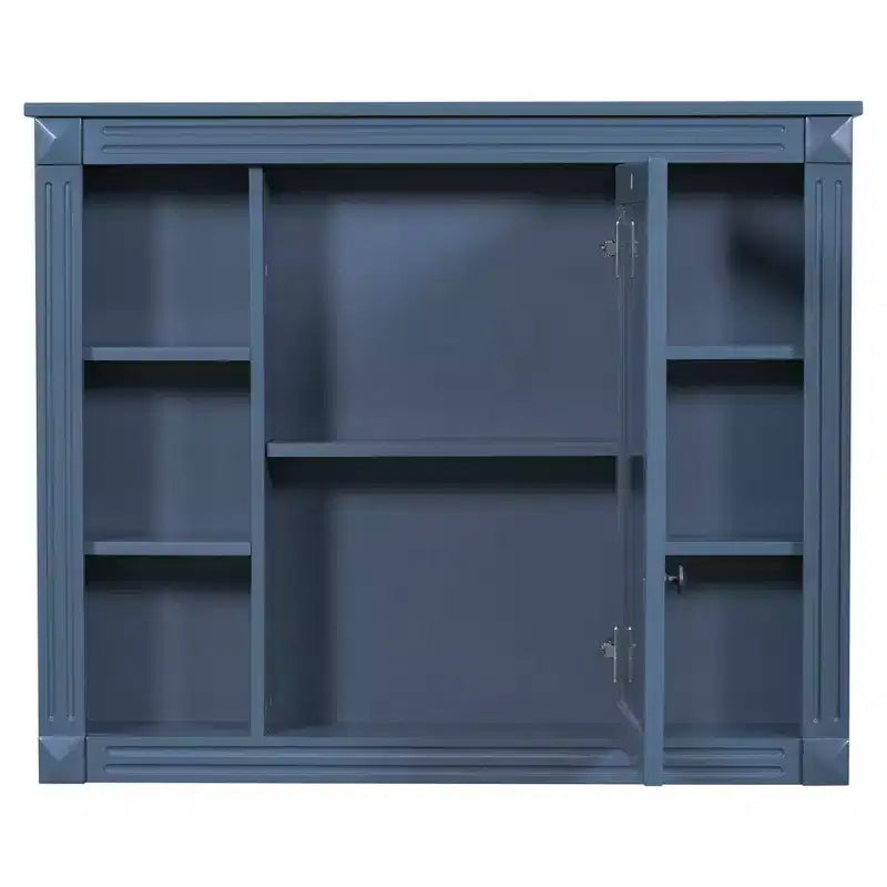 Armoire de toilette murale avec miroir, meuble de rangement de salle de bain, armoire murale de salle de bain avec 6 étagères ouvertes pour la salle de bain